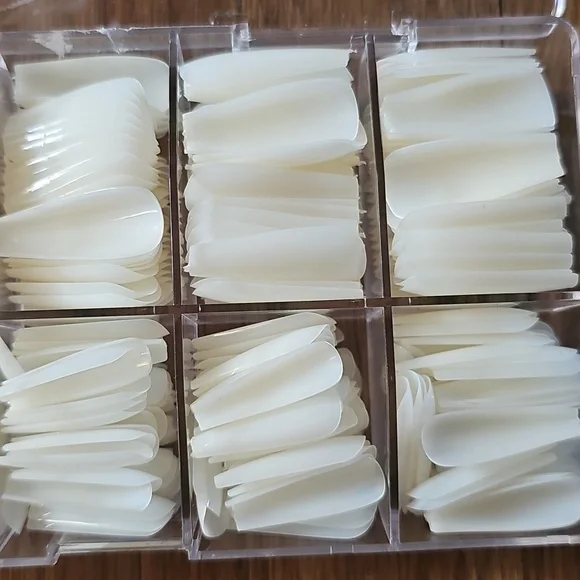 Nail Tips with Storage Box Cream Colored Glue On Coffin Nail Tips - Picture 4 of 9